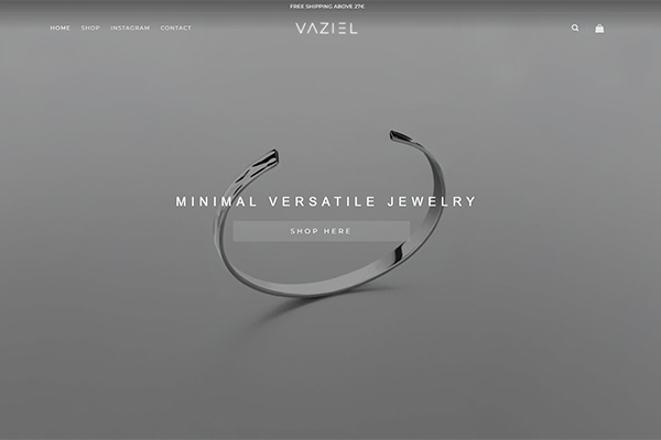 Minimalistický web pre klenotníctvo Vaziel